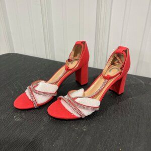 ✨ Journee Collection Denali T‑Strap Pumps – Red Rhinestone – Size 7